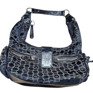 Vintage Linea R Hobo Bag Designer Monogram Purse Y2K Shoulder‎ Bag 12 x 14 x 5"